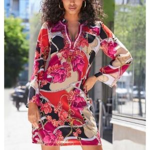 Boston Proper - FLORAL MOMENT EMBELLISHED SHIFT DRESS